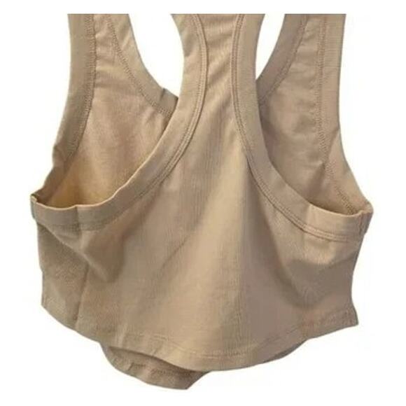 NWT WeWoreWhat Sleeveless Cropped Scoop Tank Top Cotton Racerback XXS Beige - Picture 7 of 15